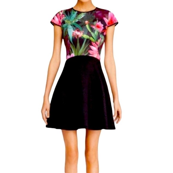 Ted Baker Carllie Floral Skater Scuba Dress 4 - Picture 1 of 15